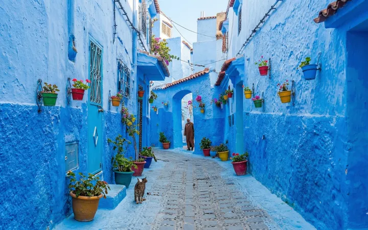 A lane in the blue medina of Chefchaouen in the Rif mountains