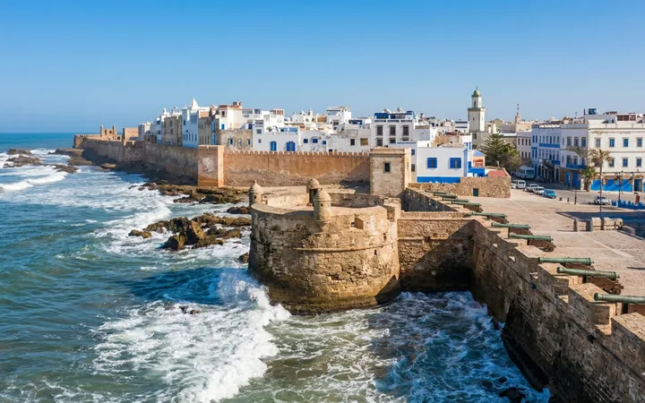 Ramparts of the Skala de la Ville in Essaouira with views over the Atlantic Ocean and the fishing port