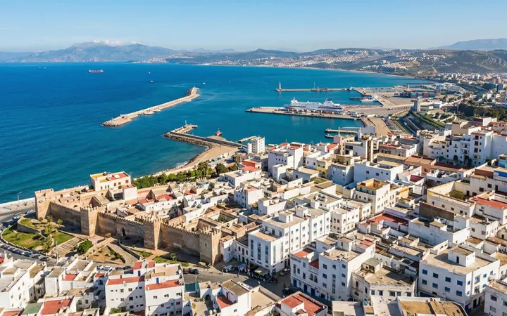 View of the Strait of Gibraltar from the Kasbah of Tangier, with Spain visible in the distance